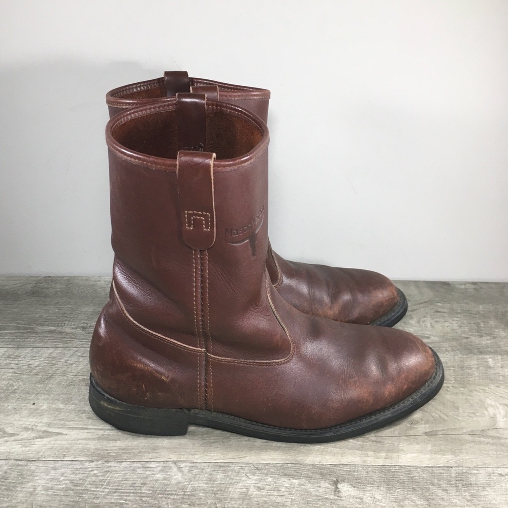 Mason 914 Vintage Made in USA Leather Cowboy Western Brown Riding Mens Boots 9.5